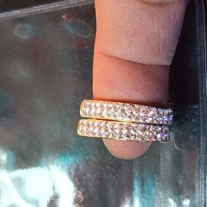 Gold earrings with rhinestones